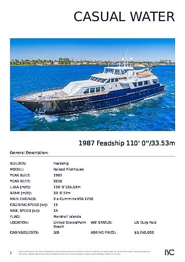 Casual Water yacht brochure