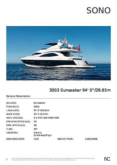 Sono yacht brochure