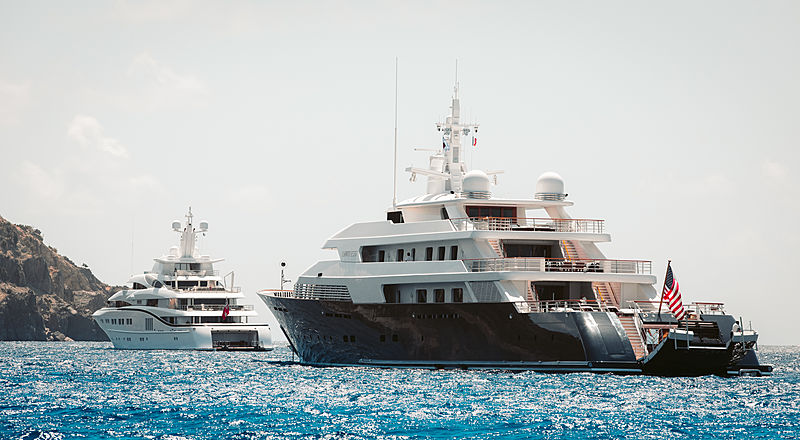 Limitless and Secret yacht at anchor