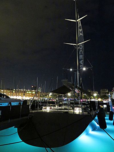 A Sulana yacht at night
