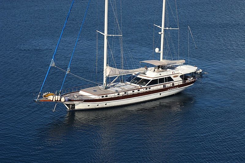 Getaway yacht at anchor