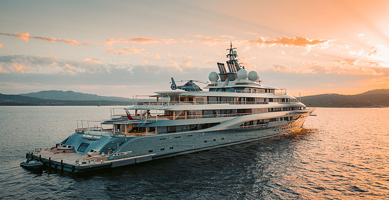 Flying Fox yacht by Lürssen in Porto Pollo, Sardinia