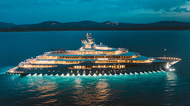 Flying Fox yacht by Lürssen in Porto Pollo, Sardinia