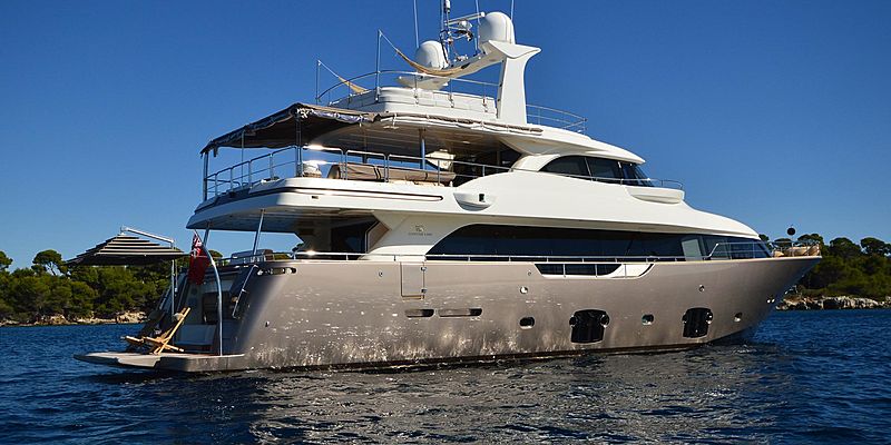 Saudades yacht anchored