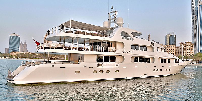 Moonlight yacht cruising