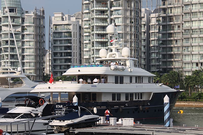 Ocean's Seven yacht in Singapore marina