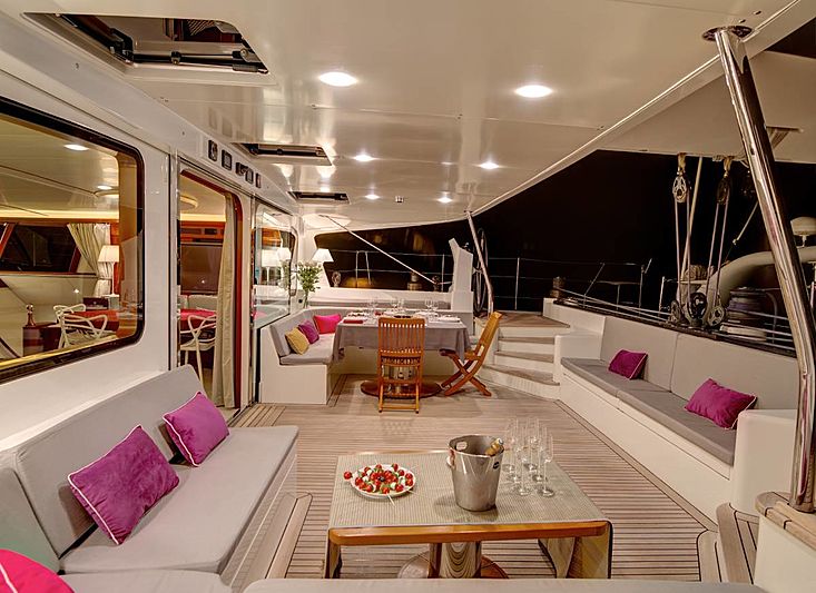 Azizam yacht aft deck